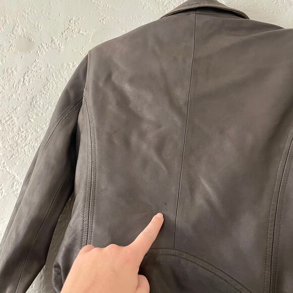 Iro Han Brown Leather Moto Biker Motorcycle Jacket size 36 size Small - Picture 8 of 13